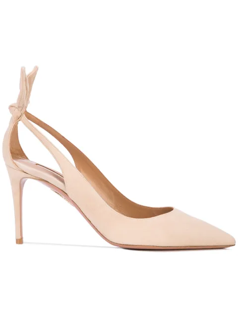 Aquazzura 85mm Bow Tie pumps Neutrals DENMIDP0SUEECA