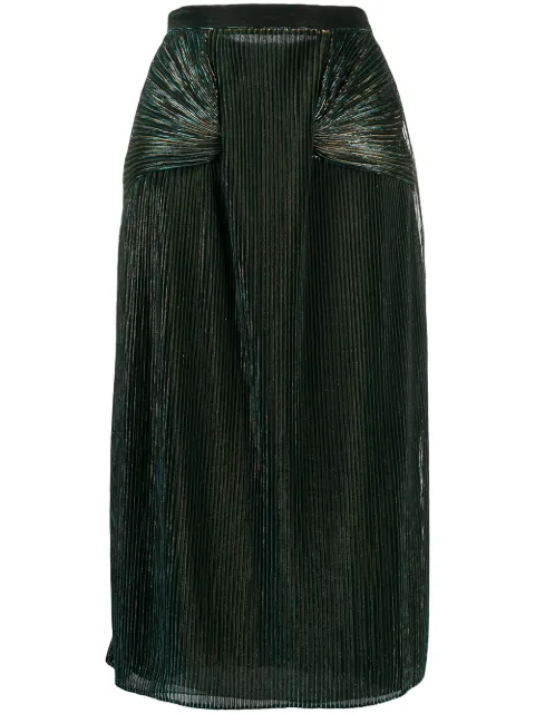 Marco De Vincenzo metallic pleated midi skirt Blue MQ5226MDVNY01