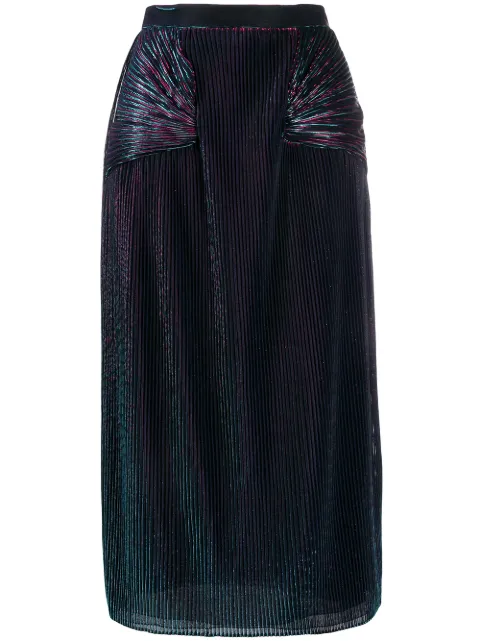 Marco De Vincenzo metallic sheen pleated skirt Blue MQ5226MDVNY01