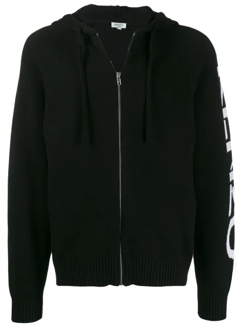 Kenzo intarsia knit logo hoodie Black 65CA2003BA99