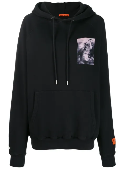 Heron Preston chest print rear logo hoodie Black HWBB005E198080050488