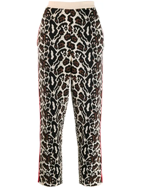 Stella McCartney animal-jacquard knitted trousers Neutrals 600015S2164