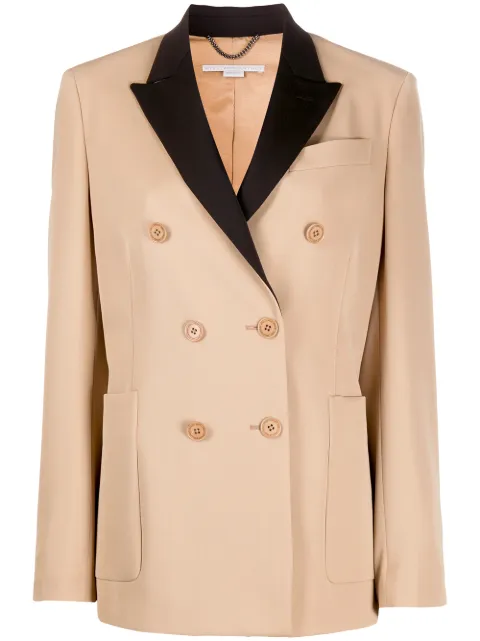 Stella McCartney contrast-lapel double-breasted jacket Neutrals 600381SNB48
