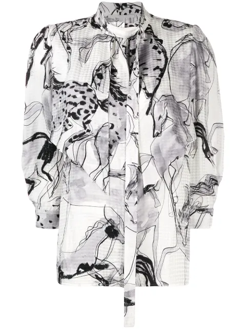 Stella McCartney horse print blouse Black 599776SOA12