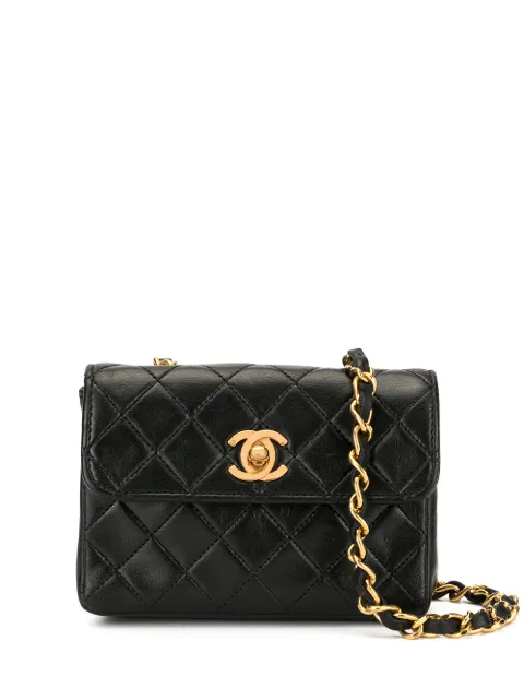 CHANEL Pre-Owned mini diamond quilted crossbody bag Black 1673771