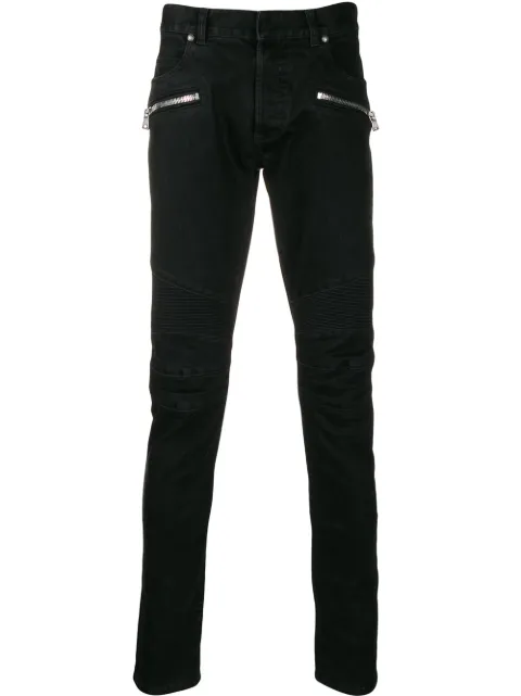 Balmain slim fit panelled jeans Black SH05407Z543