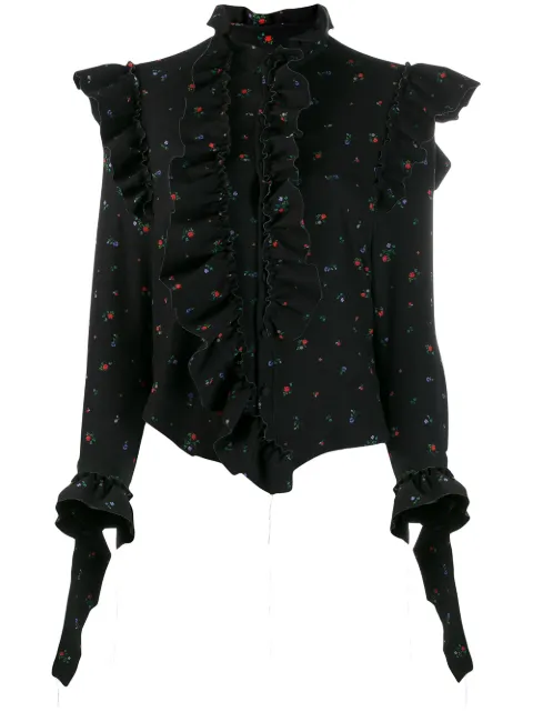 VETEMENTS floral print ruffled shirt Black WAH20SH401