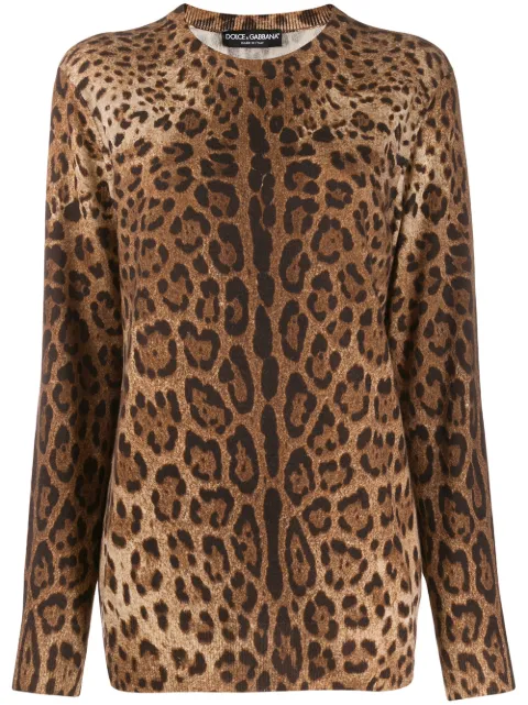 Dolce & Gabbana leopard-print cashmere jumper Brown FX459TJAHGBHY13M