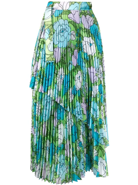 Richard Quinn floral pleated skirt Blue RQAW1933CCHIFFON
