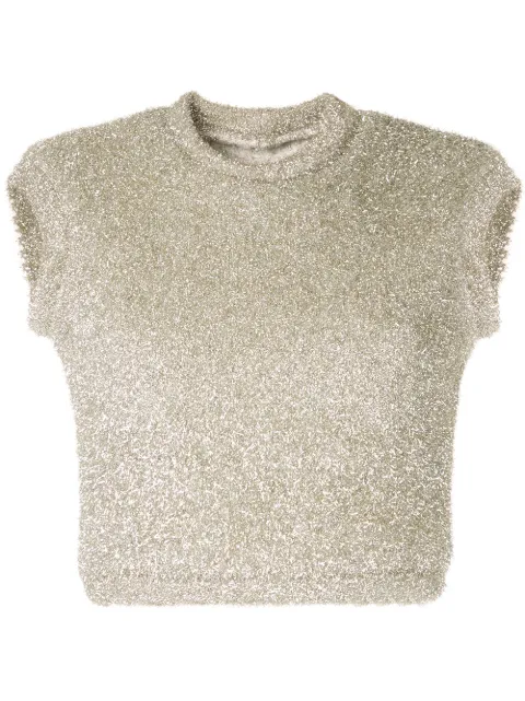 Bambah metallic knitted crop top Silver AW19BMFW1929