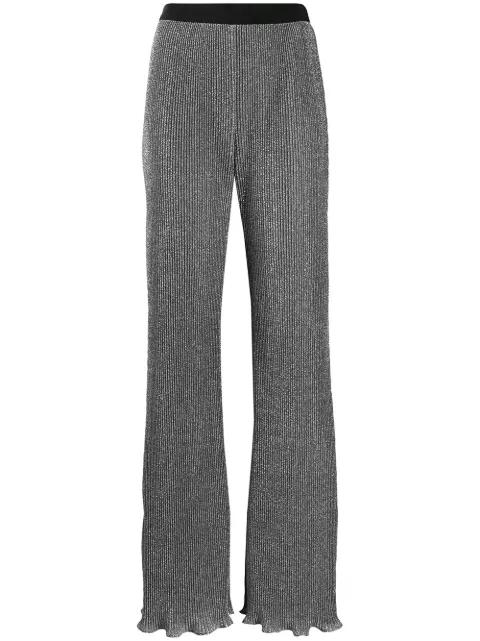 Alberta Ferretti lurex knit flared trousers Black A03276641