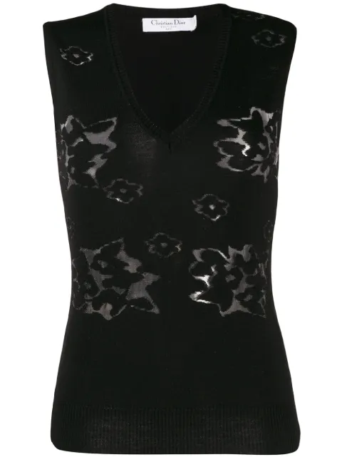 Christian Dior Pre-Owned 2000s knitted floral vest Black DIO460