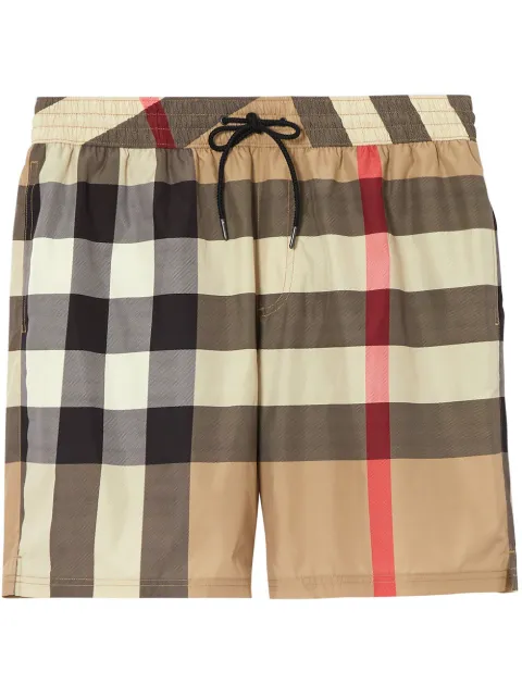 Burberry Check drawstring swim shorts Neutrals 8017294