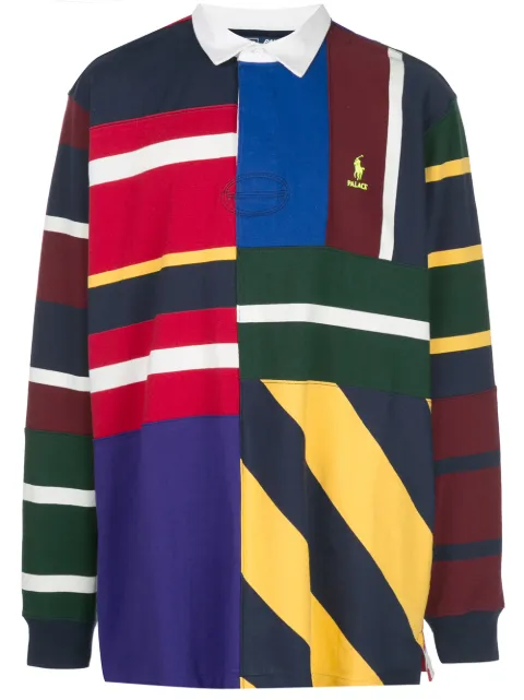 Palace x Polo Ralph Lauren pieced rugby shirt Blue PA0067
