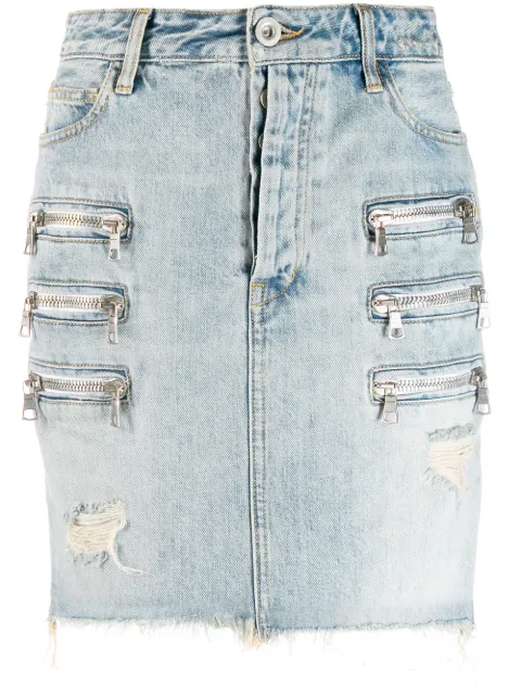 UNRAVEL PROJECT zip pockets denim skirt Blue UWYF017E193220077100