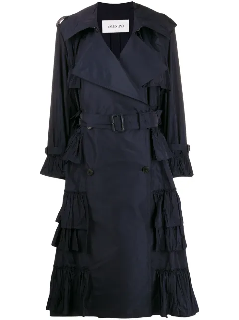 Valentino Garavani double-breasted tiered trench coat Blue BCA4004NW