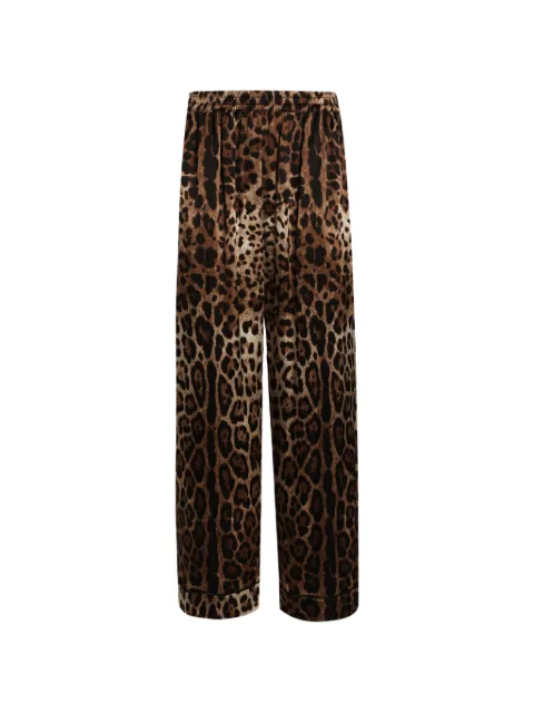 Dolce & Gabbana leopard-print satin pajama bottoms Neutrals FTAMPTFSAXY