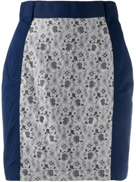 Jean Paul Gaultier Pre-Owned floral lace panel mini skirt Blue JPG2112