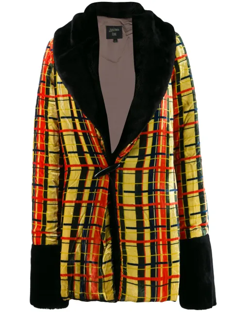 Jean Paul Gaultier Pre-Owned 1997 Check faux fur jacket Yellow JPG2101