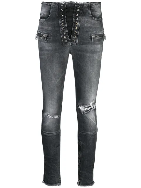 UNRAVEL PROJECT distressed skinny jeans Black UWYB002E193210041500
