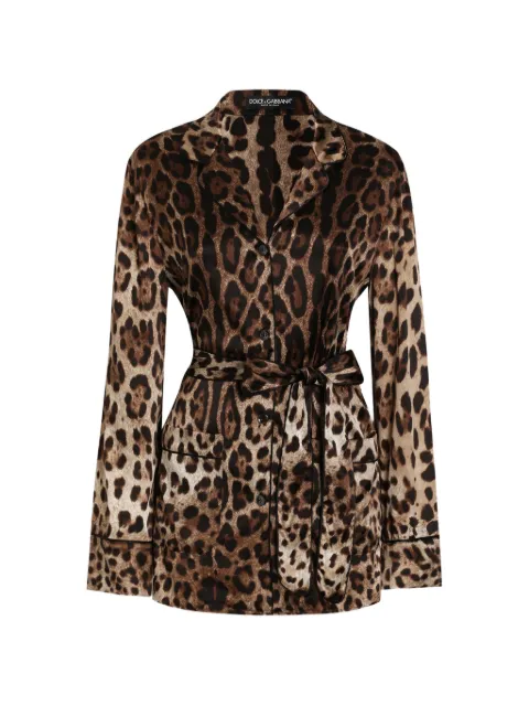 Dolce & Gabbana leopard-print belted pajama shirt Brown F5I89TFSAXY