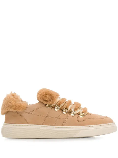 Hogan faux-fur trimmed sneakers Neutrals HXW3650BY60JCLC821