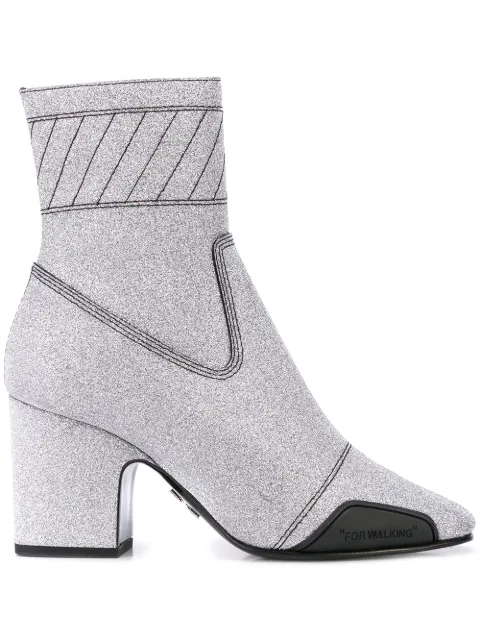 Off-White glitter ankle boots Silver OWIA171E19F470779100