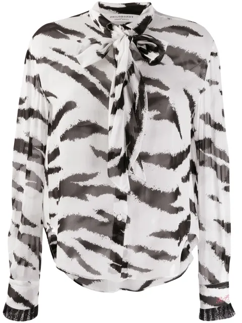 Philosophy Di Lorenzo Serafini printed bow blouse Black A02035751