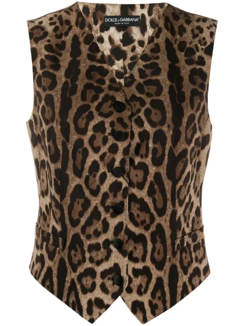 Dolce & Gabbana leopard print waistcoat Brown F79H6TFSBAV