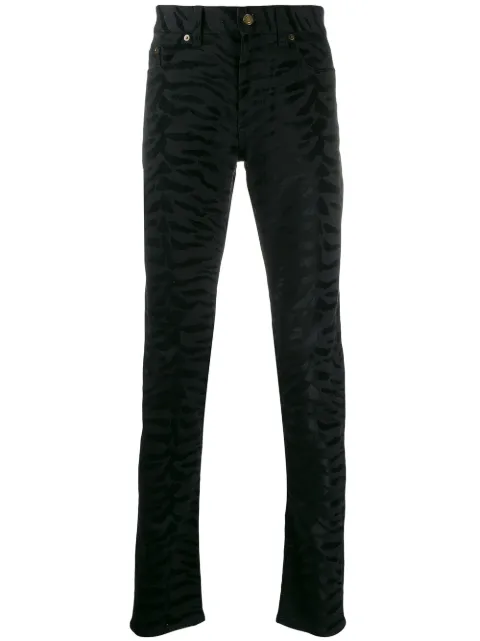 Saint Laurent zebra printed skinny jeans Black 572884YA500