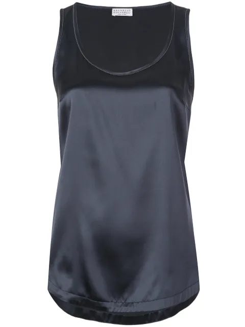 Brunello Cucinelli silk tank top Blue M0C59DE330C7186