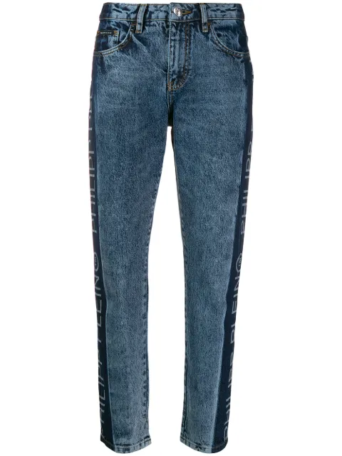 Philipp Plein logo panelled straight-leg jeans Blue F19CWDT1110PDE004N