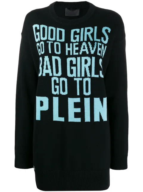 Philipp Plein Good Girls longline jumper Black F19CWKO0227PTE003N