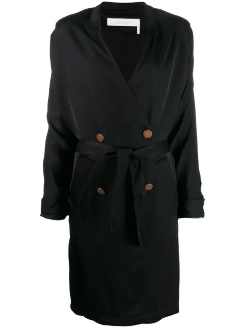 See by Chloé double breasted wrap coat Black CHS19AMA01033
