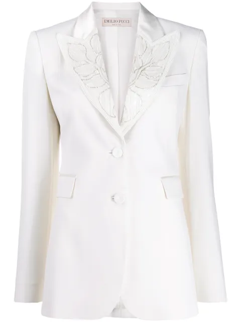 PUCCI bead embellished lapel blazer White 0ERB350E602