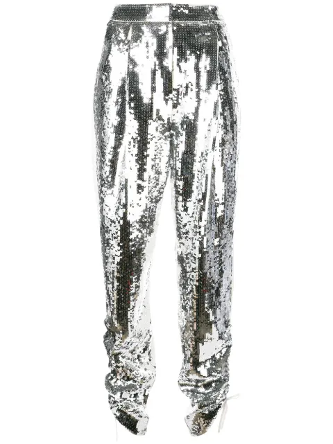 Tibi Avril sequinned trousers Silver R119AV3166