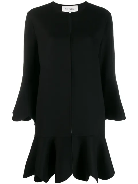 Valentino Garavani flared scalloped coat Black BCA3W015E