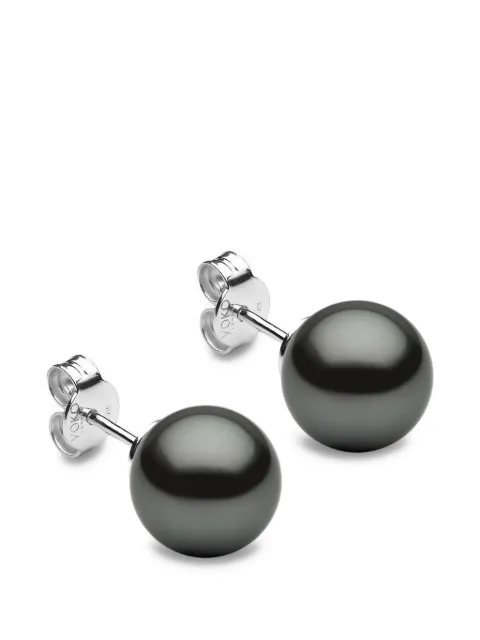 Yoko London Classic tahitian pearl stud earrings Silver EYT10