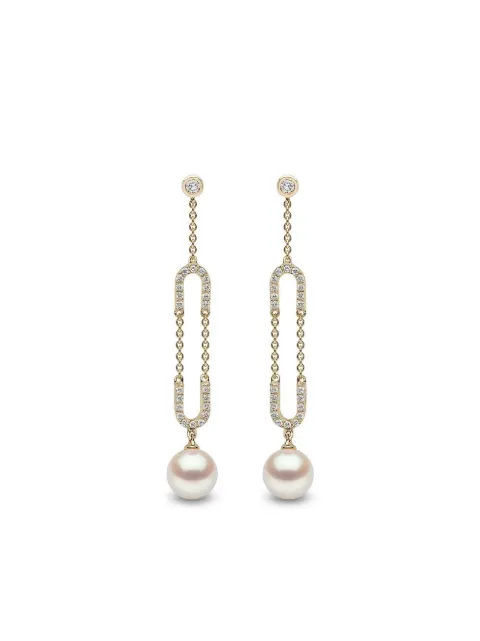 Yoko London 18kt yellow gold Trend freshwater pearl and diamond earrings Gold QYE20306FDKY