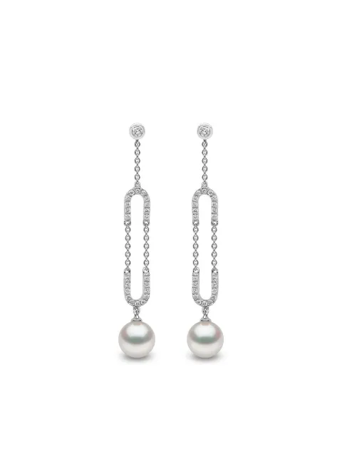 Yoko London 18kt white gold Trend freshwater pearl and diamond earrings Silver QYE20307FDKY