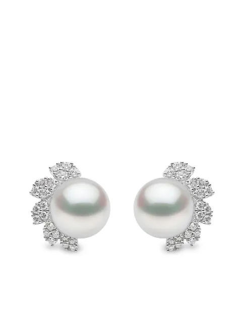 Yoko London 18kt white gold Trend freshwater pearl and diamond earrings Silver TEM02247FDZ