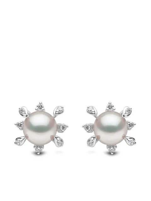 Yoko London 18kt white gold Trend freshwater pearl and diamond earrings Silver TEM02277FJKX