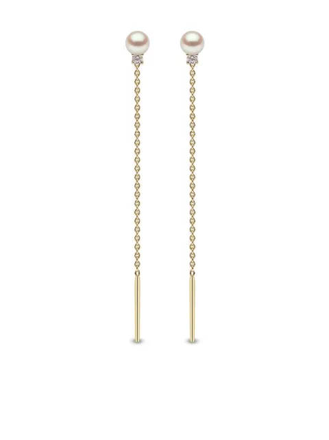 Yoko London 18kt yellow gold Trend diamond and pearl earrings Gold TEM02376FELX