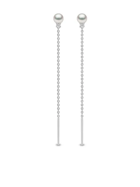 Yoko London 18kt white gold Trend diamond and pearl earrings Silver TEM02377FELX