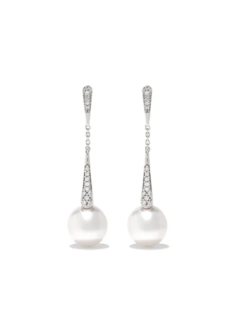 Yoko London 18kt white gold Trend diamond and pearl drop earrings Silver QYE2023701