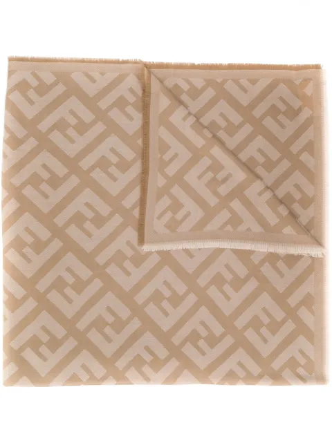 FENDI patterned FF logo shawl Neutrals FXT069A669