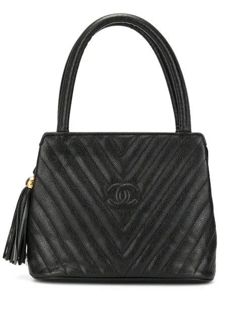 CHANEL Pre-Owned V Stitch Fringe Hand Bag Black 2518224