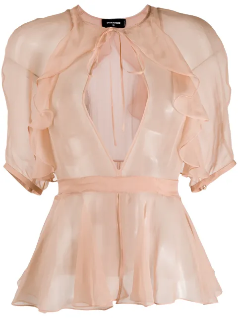 DSQUARED2 geometric cut-out blouse Neutrals S75NC0872S43938