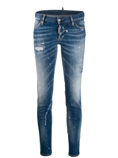 DSQUARED2 paint splattered skinny jeans Blue S75LB0282S30342