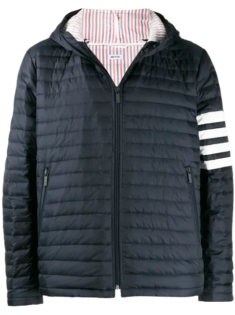 Thom Browne matte nylon 4-Bar down filled quilted jacket Blue MJD022X05411